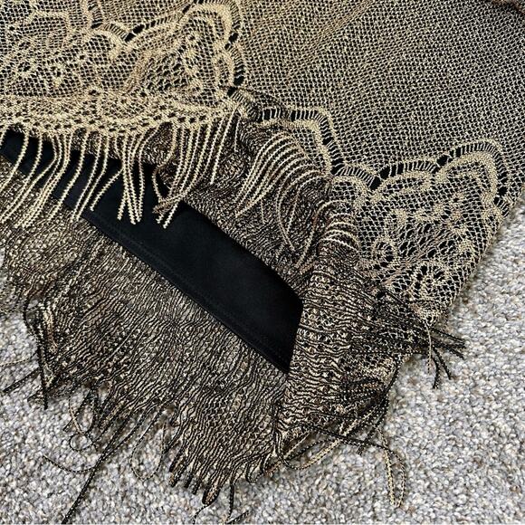 SLNY Gold Lace Fringe Dress - Picture 6 of 9
